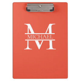 Pranchetas Monograma e Nome Elegante Laranja Personalizado