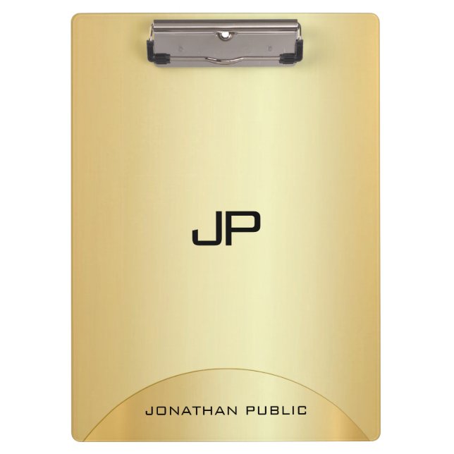 Pranchetas Monograma Elegante Dourado Personalizado, Modelo M (Frente)