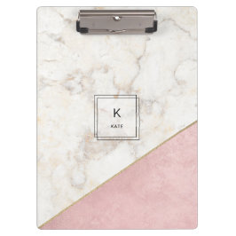 Pranchetas Monograma Elegante Marble Minimalista Rosa Dourado