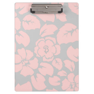 Pranchetas Monograma Floral Rosa Pastel e Cinza