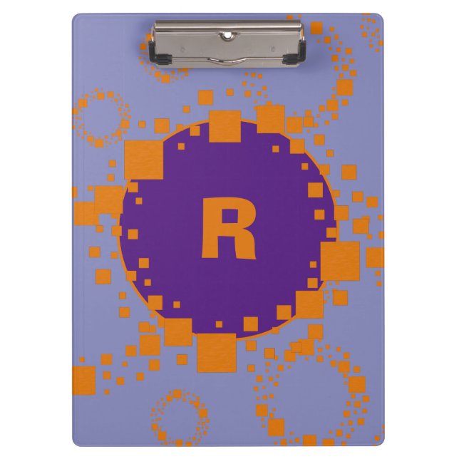 Pranchetas Monograma Inicial Laranja Púrpura Círculos Arte (Frente)