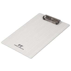 Pranchetas Monograma Minimalista Branco com Tipografia Cinza 