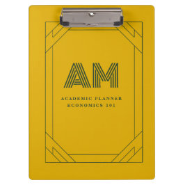Pranchetas Monograma Minimalista em Amarelo Mostarda e Verde