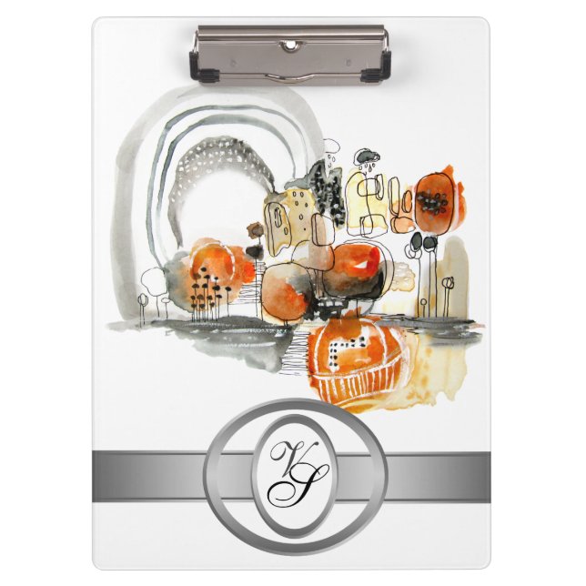 Pranchetas Monograma Moderno Abstração Preto e Vermelho (Frente)