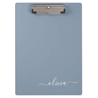Pranchetas Monograma Moderno Minimalista Dusty Blue Elegante