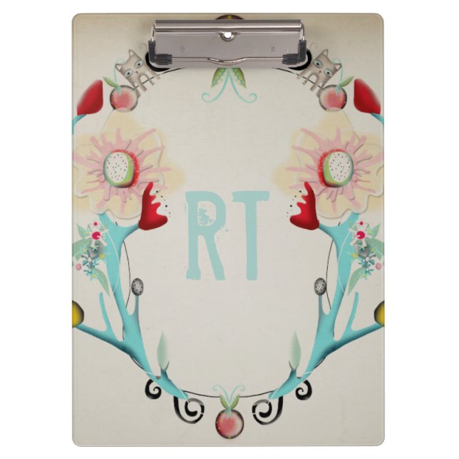 Pranchetas Monograma Monogramado Caprichoso Vintage (Frente)