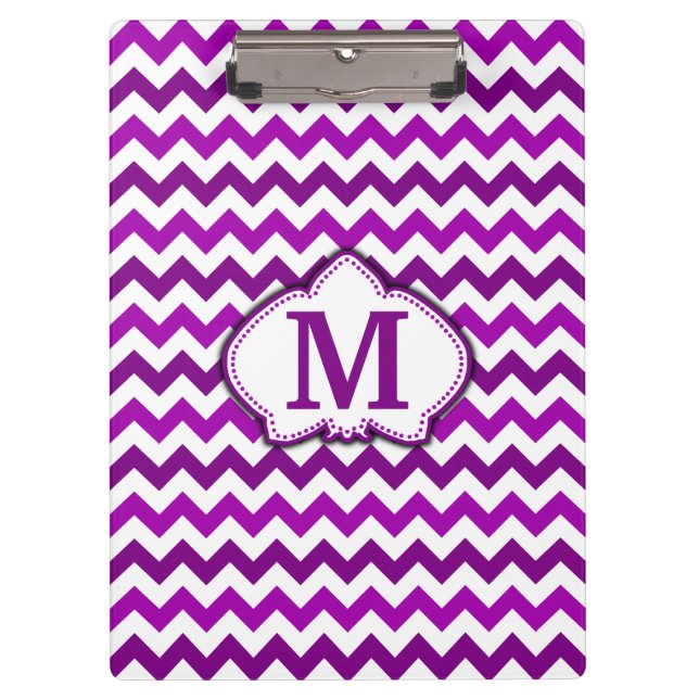 Pranchetas Monograma personalizado Chevron roxo da orquídea (Frente)