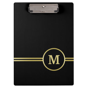 Pranchetas Monograma personalizado de ouro elegante a preto