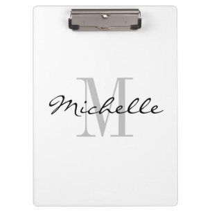 Pranchetas Monograma personalizado elegante preto e branco