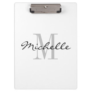 Pranchetas Monograma personalizado elegante preto e branco