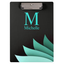Monograma Personalizado Floral Turquesa Elegante