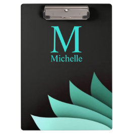 Pranchetas Monograma Personalizado Floral Turquesa Elegante