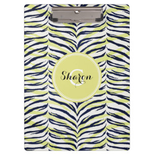 Pranchetas Monograma preto & amarelo colorido chique do