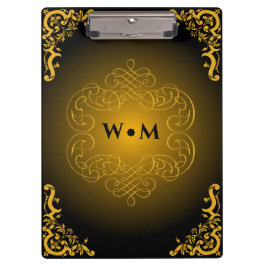 Pranchetas Monograma preto e Dourado com elementos decorativo