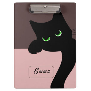 Pranchetas Monograma Roxo de Gato Preto Fofo Espiando
