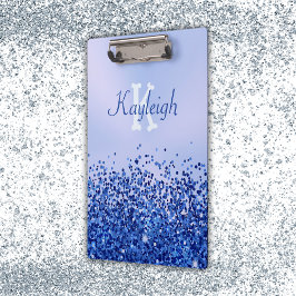 Pranchetas Monograma Simples Azul Brutado de Metal e Largura 