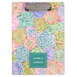 Pranchetas Monograma Suculente Aquarela Pastel Colorido