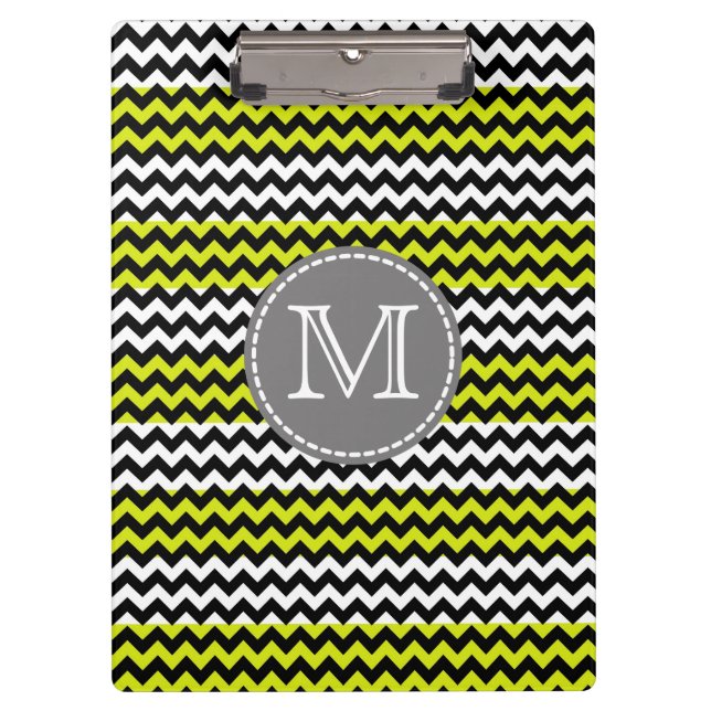 Pranchetas Monograma verde-preto-verde-quevron Zigzag (Frente)
