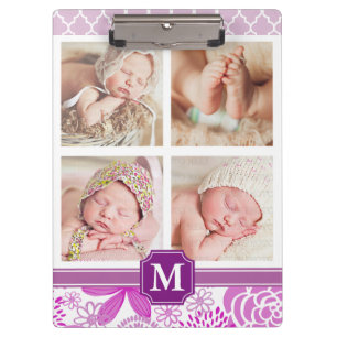 Pranchetas Monogrammed floral de Chevron do Lilac roxo fúcsi