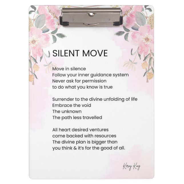 Pranchetas Movimento Silencioso - Poesia do Poema de Incentiv (Frente)