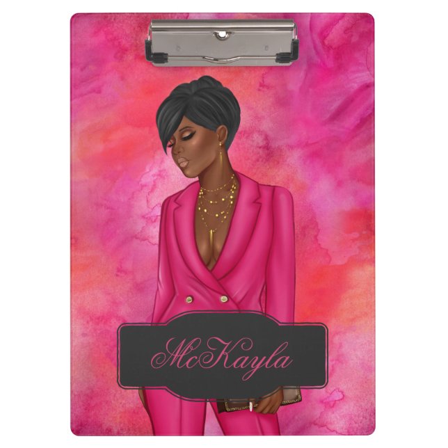 Pranchetas Mulher-chefe afro-americana personalizada (Frente)