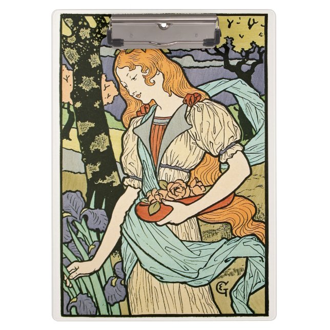 Pranchetas Mulher de Cabelos Vermelhos Colhendo Flores Art No (Frente)