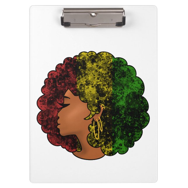 Pranchetas Mulher negra rasta afro vermelho amarelo verde (Frente)