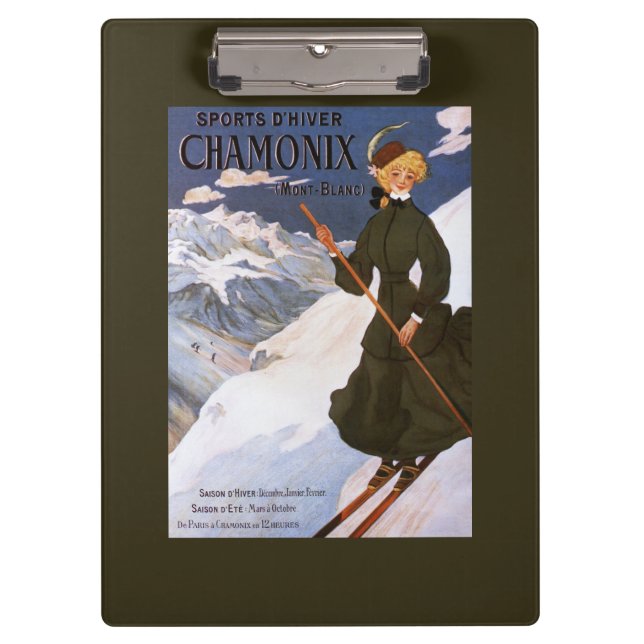 Pranchetas Mulher no poster verde do esqui (Frente)