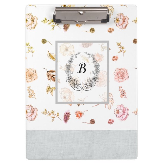 Pranchetas Na moda Modern Monogramas Girly Padrões 1974 (Frente)