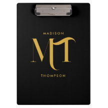 Na moda preto e Dourado Monograma - Letras iniciai