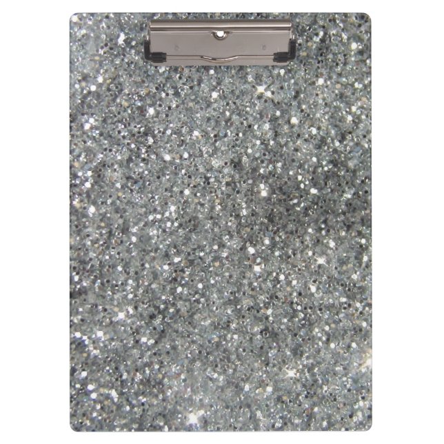 Pranchetas Na moda Silver Glitter Foto Glitz (Frente)