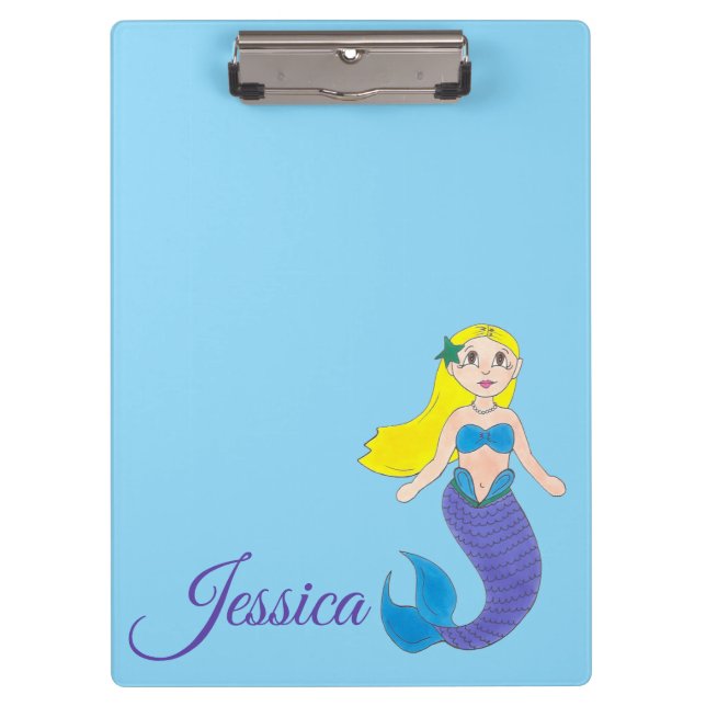 Pranchetas Nadação Roxa Azul Sereia Personalizada (Frente)