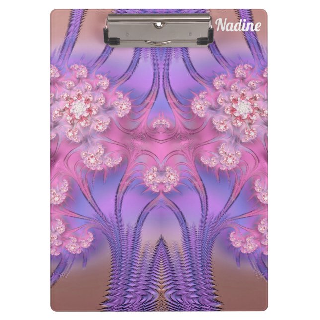 Pranchetas NADINE ~ PASTEL 3D! Pink, Mauve GLOSSY Clipboard (Frente)