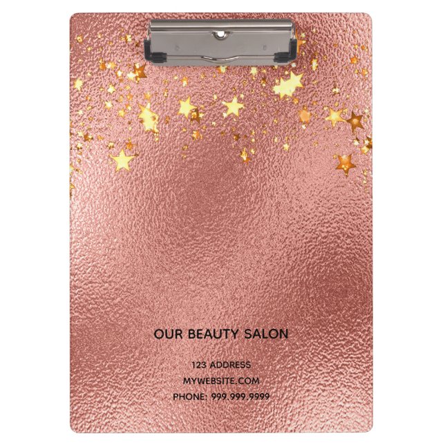 Pranchetas negócio de salões de beleza das estrelas douradas  (Frente)