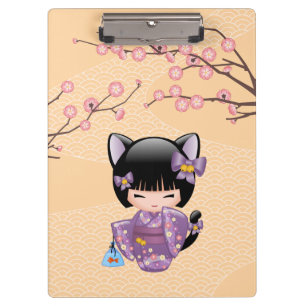 Pranchetas Neko Kokeshi Doll - Cat Ears Geisha Girl