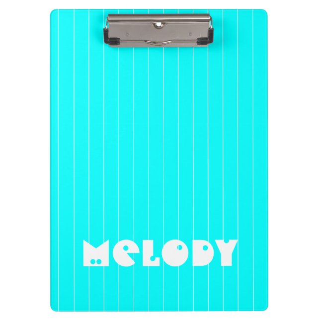 Pranchetas Neon Cyan White Thin Vertical Strike Name (Frente)