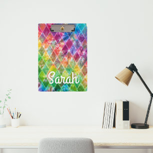 Pranchetas Neon Rainbow tie Dye Watercolor Harlequin