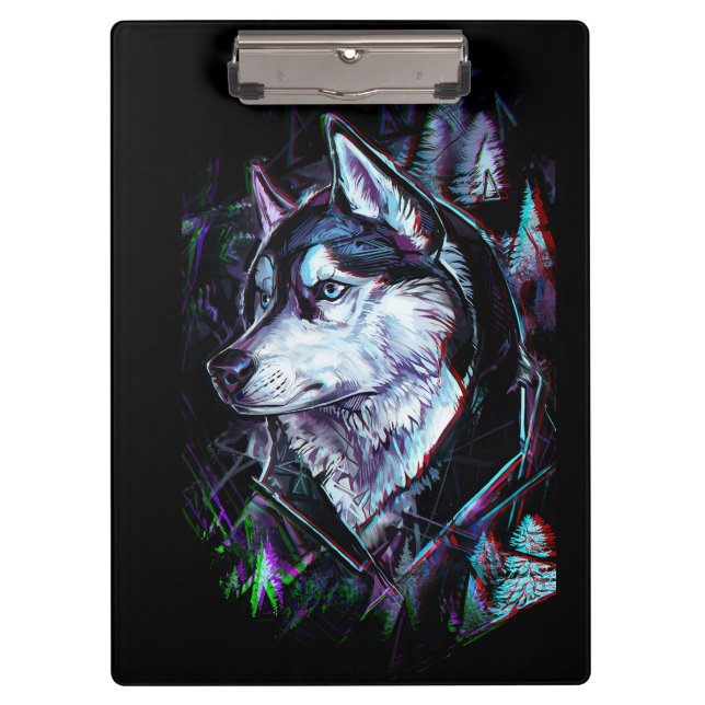 Pranchetas Neon Wolf Clipboard (Frente)