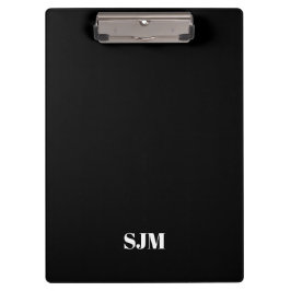 Pranchetas Nome das iniciais do monograma personalizado preto