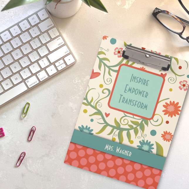 Pranchetas Nome de citação do professor Bonito Floral Persona (Criador carregado)