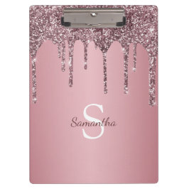 Pranchetas Nome do Monograma do Sparkle Drives Rosa Dourado d