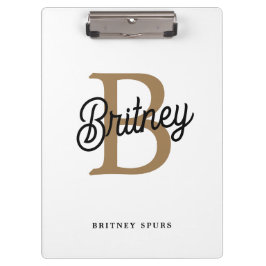 Pranchetas Nome do Monograma Elegante Moderno Script Dourado 