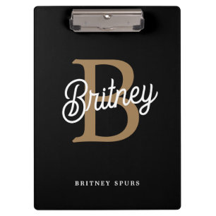 Pranchetas Nome do Monograma Elegante Moderno Script Dourado 