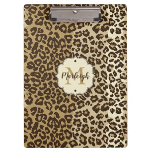 Pranchetas Nome do Monograma Personalizado de Impressão Leopa