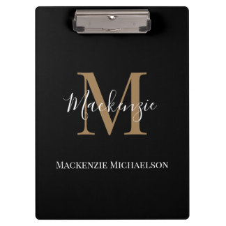Pranchetas Nome do Monograma Personalizado Dourado Elegante