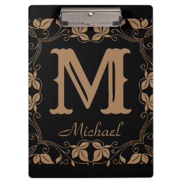 Pranchetas Nome do Monograma Personalizado Floral Clássico da