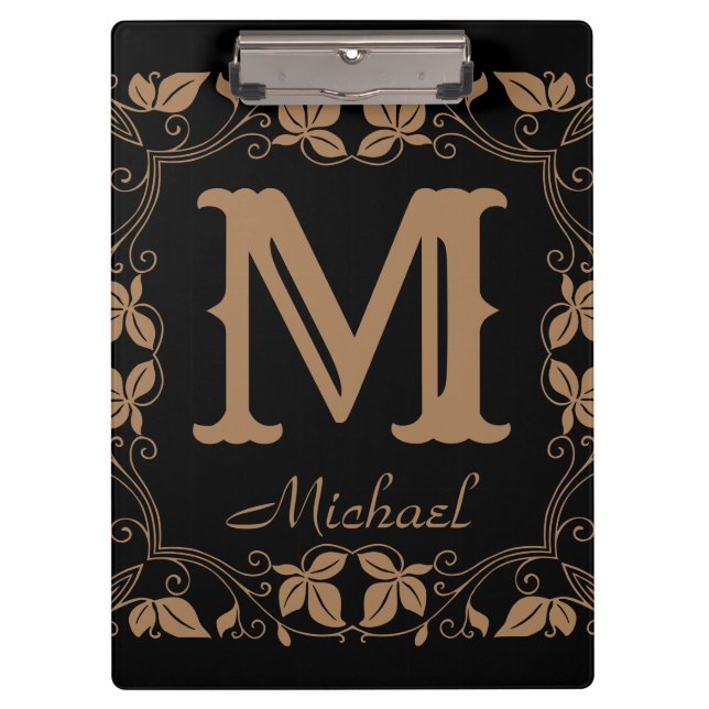 Pranchetas Nome do Monograma Personalizado Floral Clássico da (Frente)