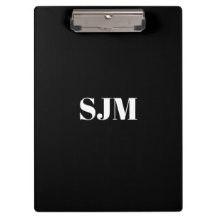 Pranchetas Nome do monograma personalizado preto mínimo