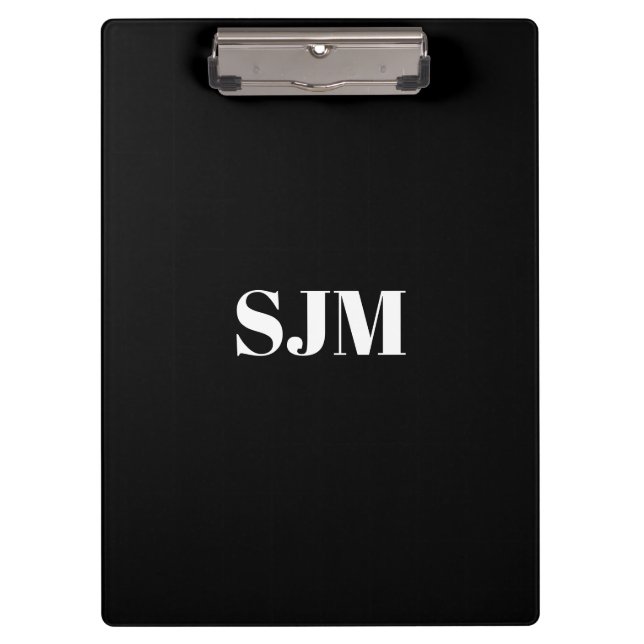 Pranchetas Nome do monograma personalizado preto mínimo (Frente)