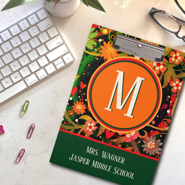 Pranchetas Nome do Professor Monograma Informações da Escola  (Criador carregado)